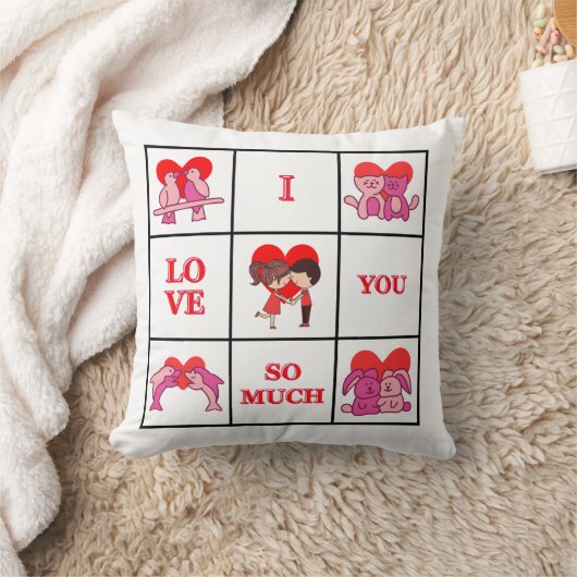 I Love You So Much Cute Couple クッション (ブランケット)