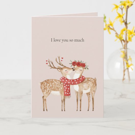 I Love You So Much Deer カード (黄色い花)