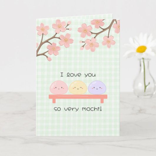 I Love You So Very Mochi Valetine's Day Card カード (小さな植物)
