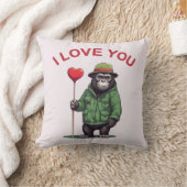 I Love You - Süßer schüchterner Gorilla mit Herz クッション (ブランケット)