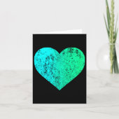 I Love You Teal Heart Distressed Valentine's Day カード (正面)