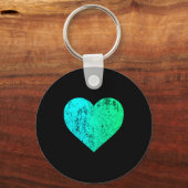 I Love You Teal Heart Distressed Valentines Day  キーホルダー (正面)