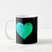 I Love You Teal Heart Distressed Valentines Day  コーヒーマグカップ (左)