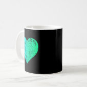 I Love You Teal Heart Distressed Valentine's Day  コーヒーマグカップ (正面左)