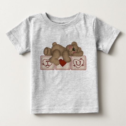 I Love You Teddy Bear -長袖幼児T ベビーTシャツ (正面)