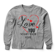 I Love You text with red heart shape graphic for V