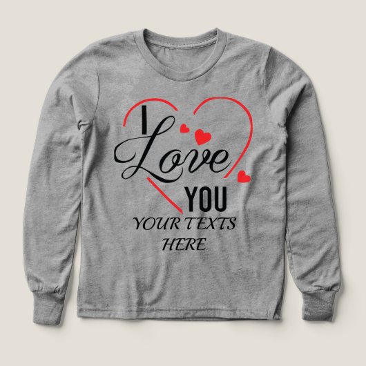 I Love You text with red heart shape graphic for V (デザイン正面)