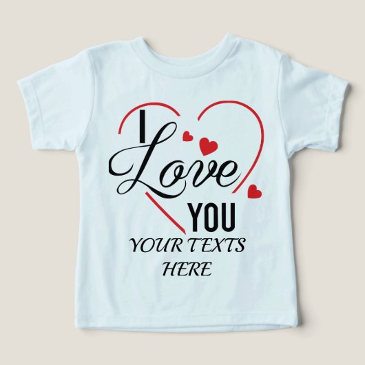 I Love You text with red heart shape graphic for V (デザイン正面)