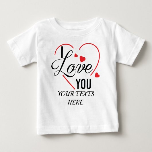 I Love You text with red heart shape graphic for V ベビーTシャツ (正面)