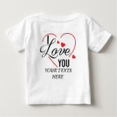 I Love You text with red heart shape graphic for V ベビーTシャツ (裏面)