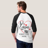 I Love You text with red heart shape graphic for V Tシャツ (裏面フル)