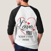 I Love You text with red heart shape graphic for V Tシャツ (裏面)
