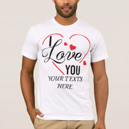 I Love You text with red heart shape graphic for V Tシャツ