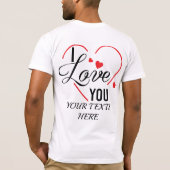 I Love You text with red heart shape graphic for V Tシャツ (裏面)