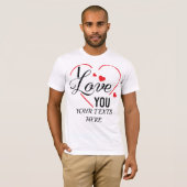 I Love You text with red heart shape graphic for V Tシャツ (正面フル)