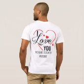 I Love You text with red heart shape graphic for V Tシャツ (裏面フル)