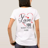 I Love You text with red heart shape graphic for V Tシャツ (裏面)
