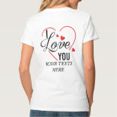 I Love You text with red heart shape graphic for V Tシャツ (裏面)