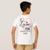 I Love You text with red heart shape graphic for V Tシャツ (裏面フル)