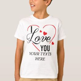 I Love You text with red heart shape graphic for V Tシャツ