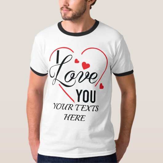 I Love You text with red heart shape graphic for V Tシャツ (正面)
