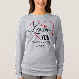 I Love You text with red heart shape graphic for V Tシャツ