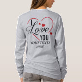 I Love You text with red heart shape graphic for V Tシャツ (裏面)