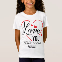 I Love You text with red heart shape graphic for V Tシャツ