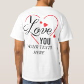 I Love You text with red heart shape graphic for V Tシャツ (裏面)