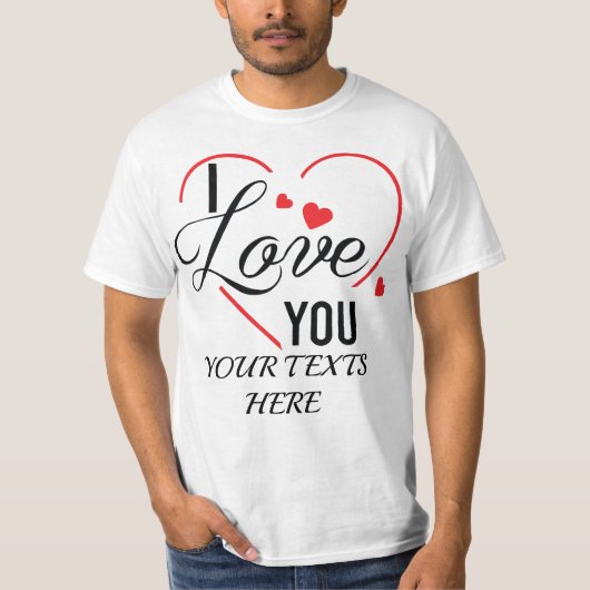 I Love You text with red heart shape graphic for V Tシャツ (正面)