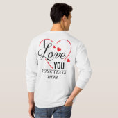 I Love You text with red heart shape graphic for V Tシャツ (裏面フル)