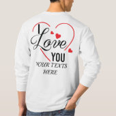 I Love You text with red heart shape graphic for V Tシャツ (裏面)