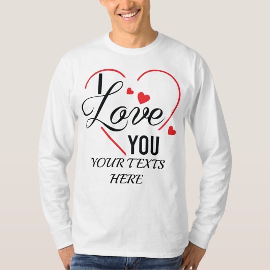 I Love You text with red heart shape graphic for V Tシャツ (正面)