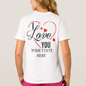 I Love You text with red heart shape graphic for V Tシャツ (裏面)