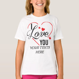 I Love You text with red heart shape graphic for V Tシャツ