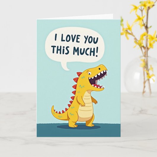 I Love You This Much Dinosaur Card カード (黄色い花)