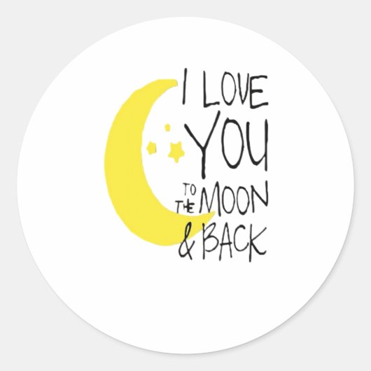 I Love You To The Moon And Back Classic Romantic Q ラウンドシール (正面)