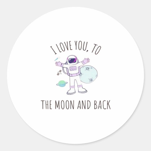 I Love You To The Moon And Back Elegant Romantic S ラウンドシール (正面)