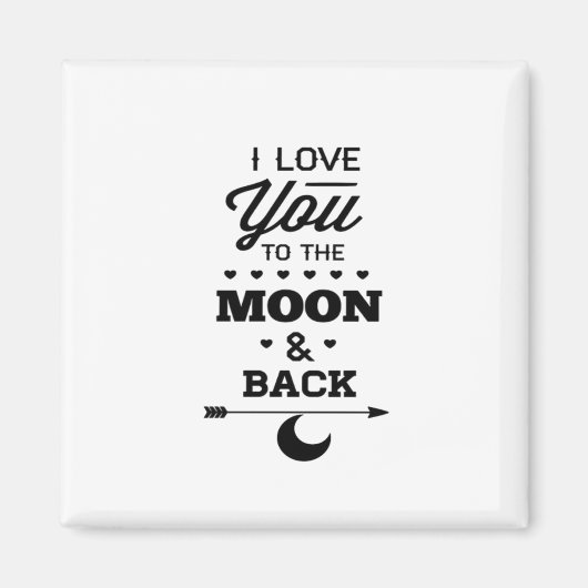 I Love You To The Moon And Back Gray Moon Minimal  マグネット (正面)