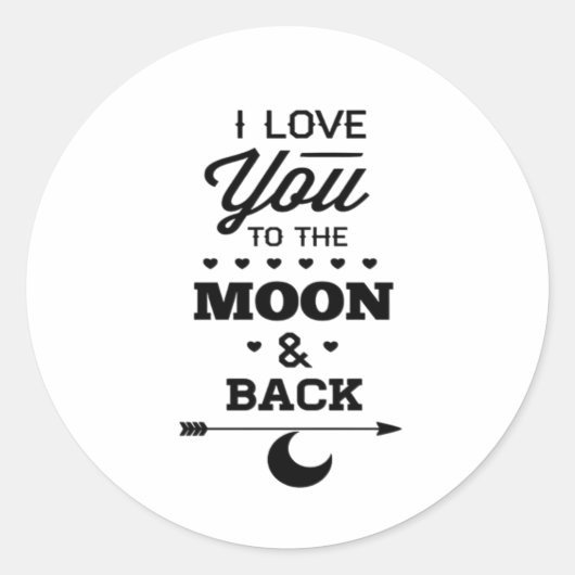 I Love You To The Moon And Back Gray Moon Minimal  ラウンドシール (正面)