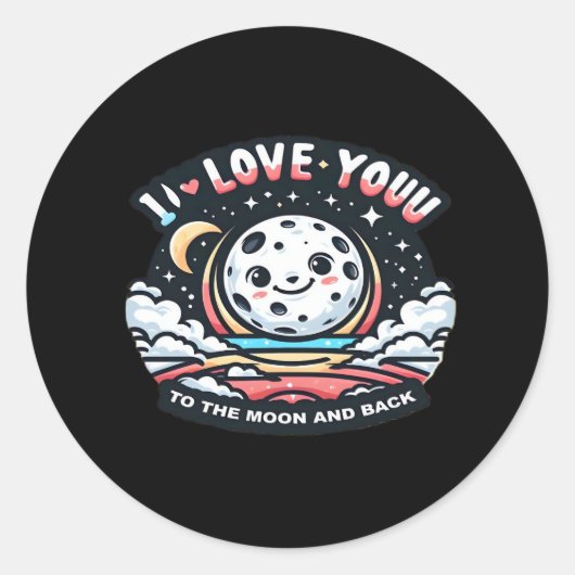 I Love You To The Moon And Back Heartfelt Design ラウンドシール (正面)