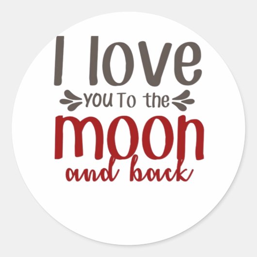 I Love You To The Moon And Back Heartfelt Elegant  ラウンドシール (正面)