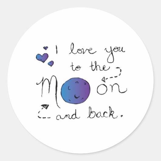 I Love You To The Moon And Back Heartfelt Love Sty ラウンドシール (正面)