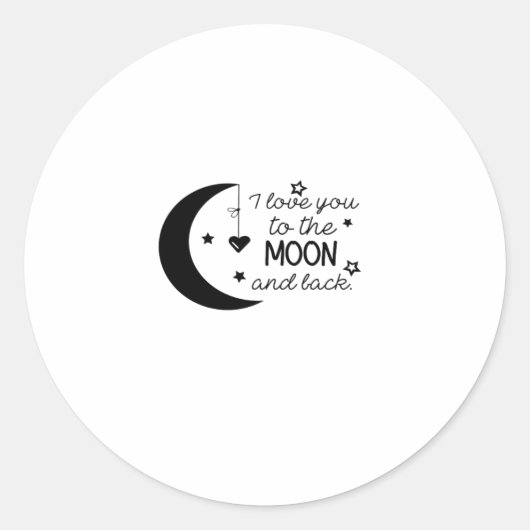 I Love You To The Moon And Back Heartfelt Romantic ラウンドシール (正面)