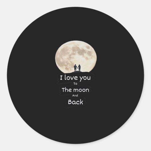 I Love You To The Moon And Back Minimal Design  ラウンドシール (正面)