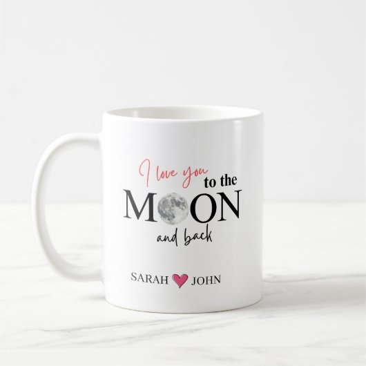 I Love You to the Moon and Back Personalized コーヒーマグカップ (左)