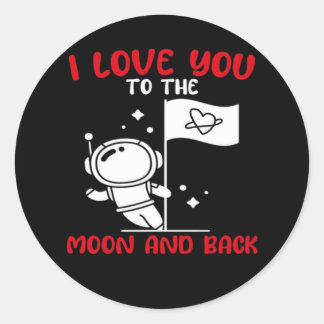 I Love You To The Moon And Back Playful Valentine  ラウンドシール