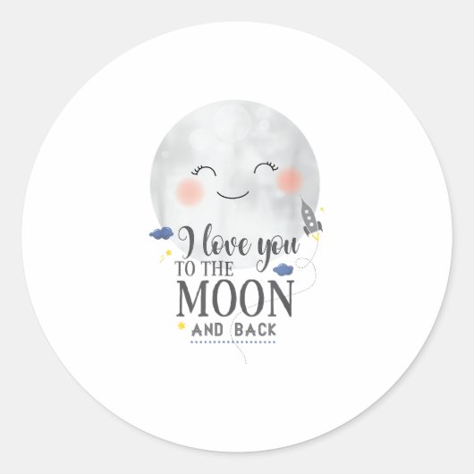 I Love You To The Moon And Back Sincere Modern Sty ラウンドシール (正面)