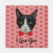 I Love You - Tuxedo Cat with Bow Tie マグネット (正面)