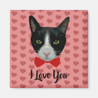 I Love You - Tuxedo Cat with Bow Tie マグネット